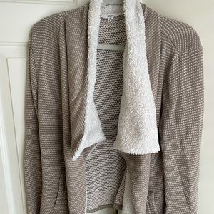 Draped fuzzy sweater